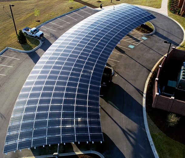 Solar car port installation.
